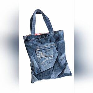 Handmade Eco-Friendly Tote/ Shopping Bag, Patchwork Denim